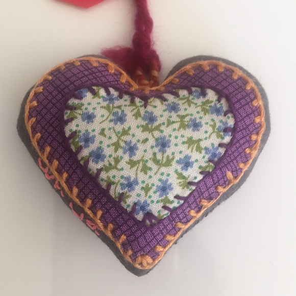 Other - One hand embroidered heart 💕 keychain ornament